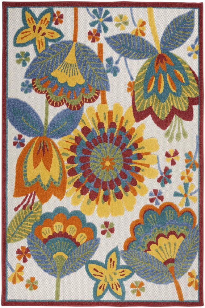 4' Yellow And Ivory Round Indoor Outdoor Area Rug