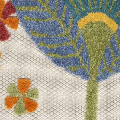 5' X 8' Yellow And Ivory Indoor Outdoor Area Rug