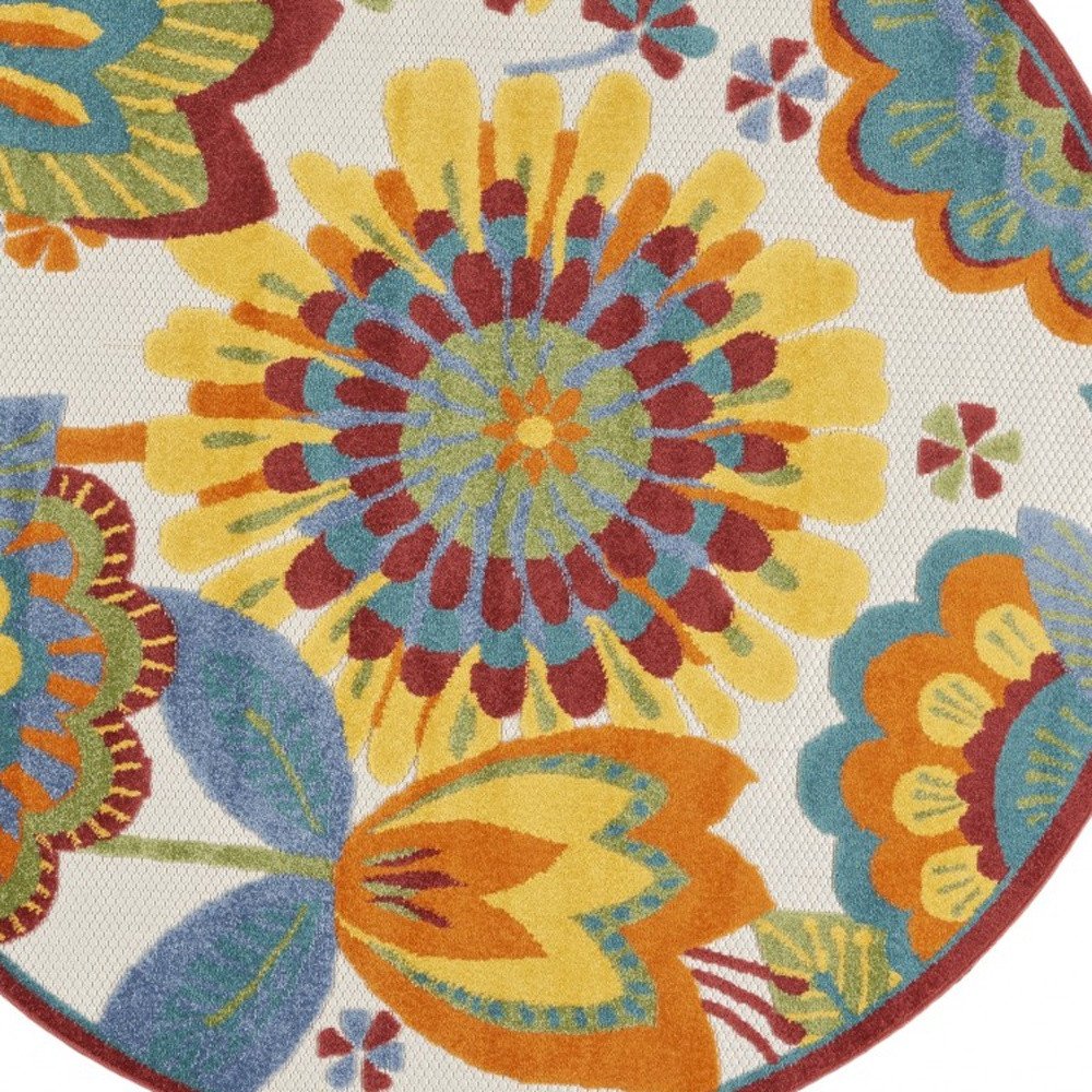 5' X 8' Yellow And Ivory Indoor Outdoor Area Rug