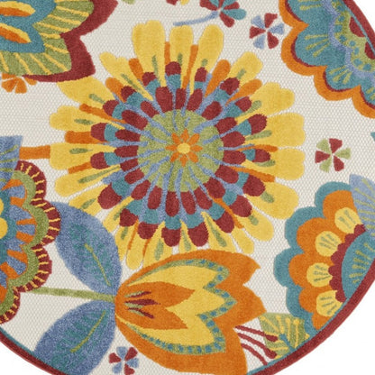 5' X 8' Yellow And Ivory Indoor Outdoor Area Rug