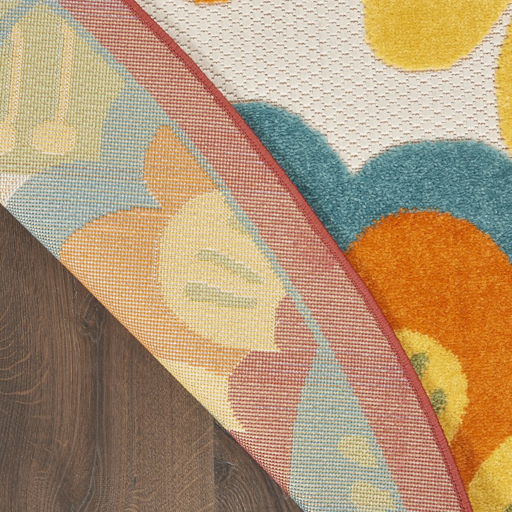 5' X 8' Yellow And Ivory Indoor Outdoor Area Rug