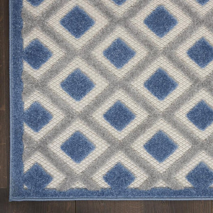 4' Blue And Gray Round Indoor Outdoor Area Rug