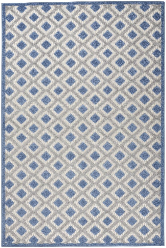 4' Blue And Gray Round Indoor Outdoor Area Rug