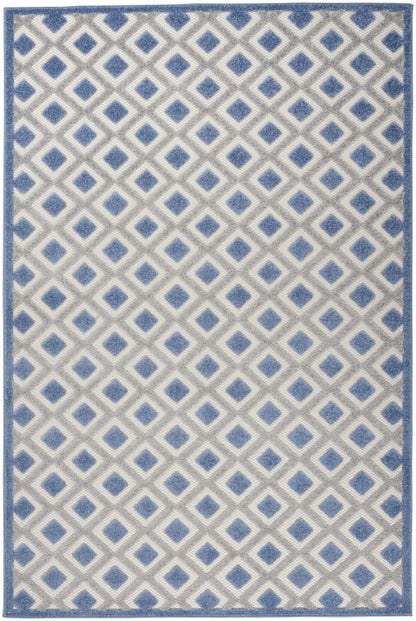 4' Blue And Gray Round Indoor Outdoor Area Rug