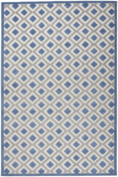 4' X 6' Blue And Gray Indoor Outdoor Area Rug