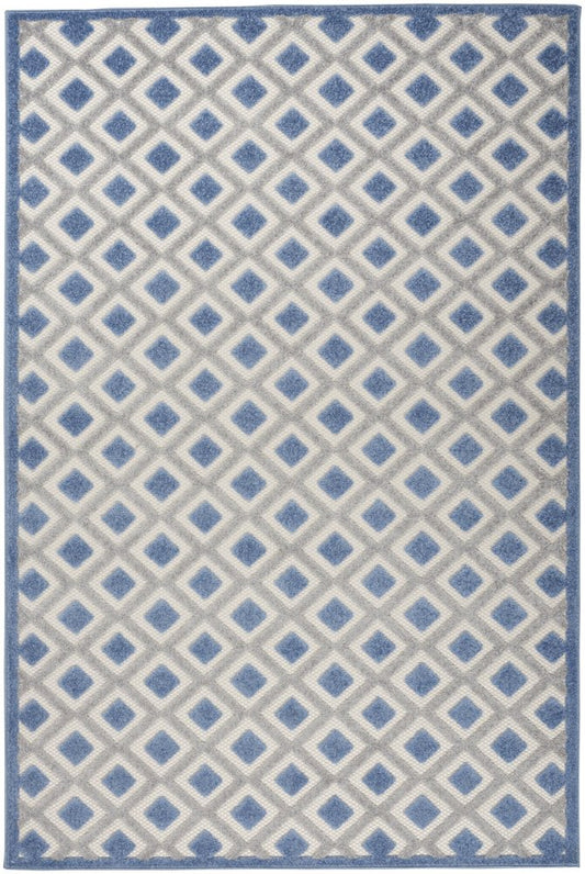 4' X 6' Blue And Gray Indoor Outdoor Area Rug