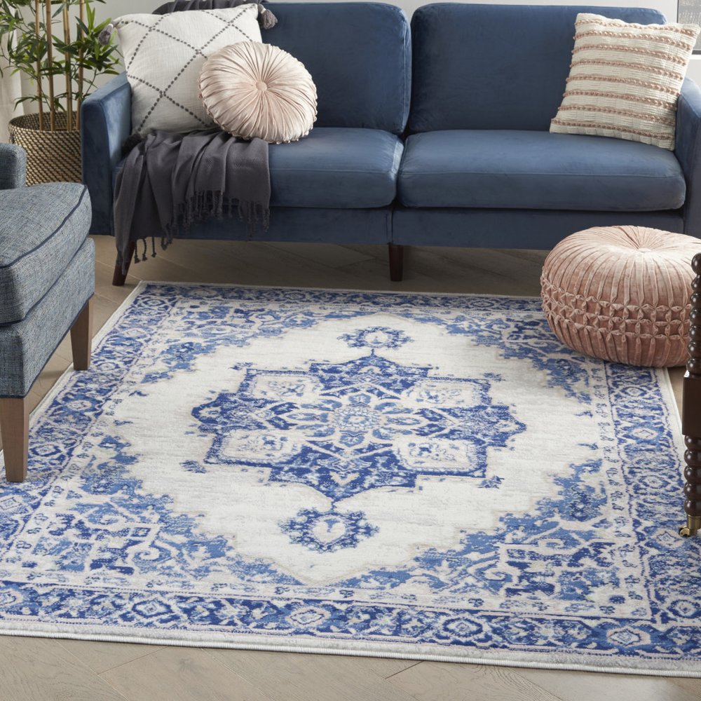 4' X 6' Blue And Gray Indoor Outdoor Area Rug