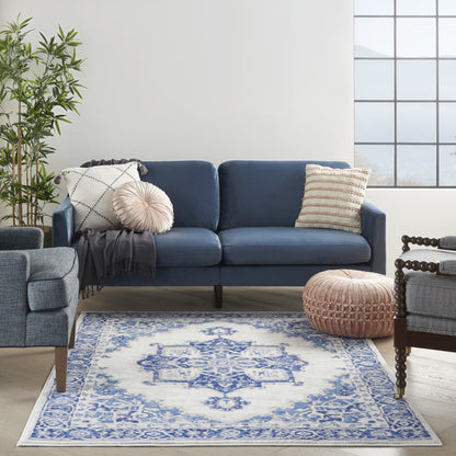 4' X 6' Blue And Gray Indoor Outdoor Area Rug