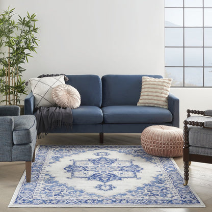 4' X 6' Blue And Gray Indoor Outdoor Area Rug