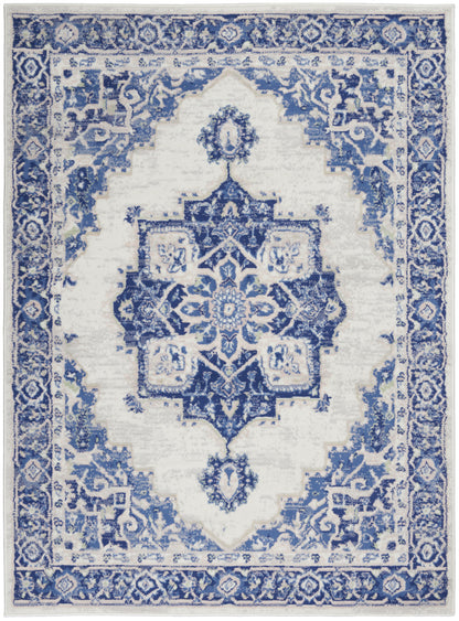 4' X 6' Blue And Gray Indoor Outdoor Area Rug