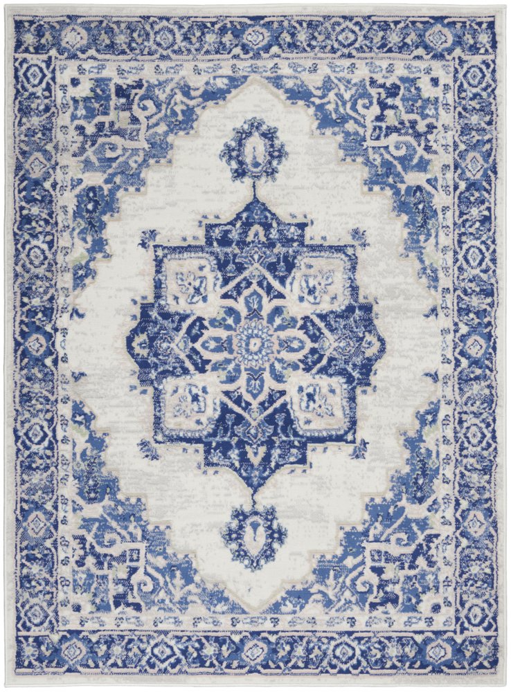 4' X 6' Blue And Gray Indoor Outdoor Area Rug
