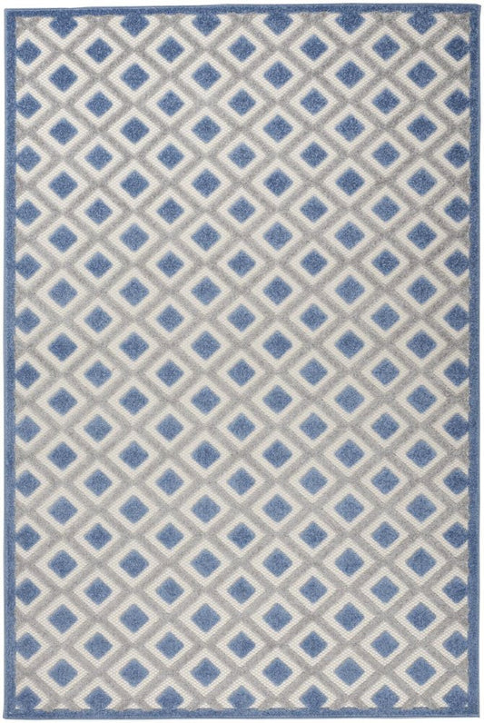 5' X 8' Blue And Gray Indoor Outdoor Area Rug