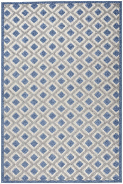 4' X 6' Blue And Gray Indoor Outdoor Area Rug