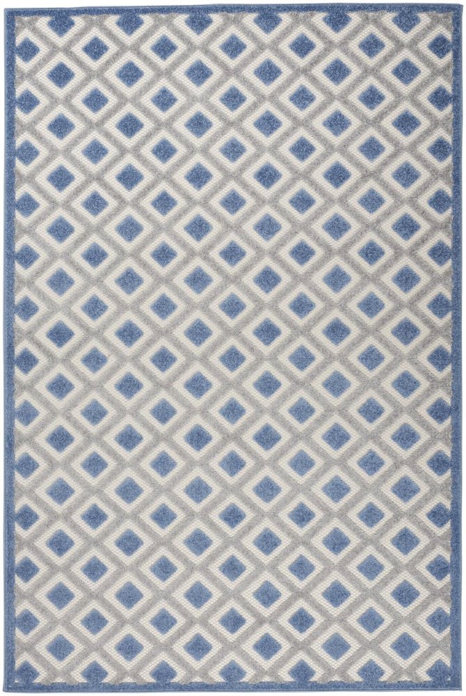 4' Blue And Gray Round Indoor Outdoor Area Rug