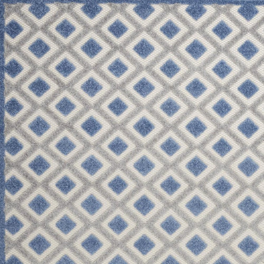 4' Blue And Gray Round Indoor Outdoor Area Rug