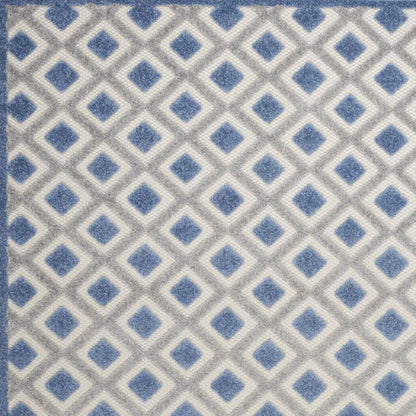 4' Blue And Gray Round Indoor Outdoor Area Rug
