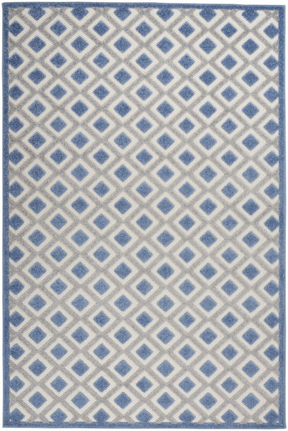 4' X 6' Blue And Gray Indoor Outdoor Area Rug