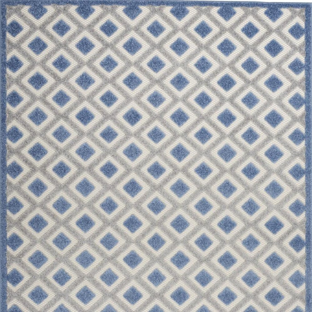4' Blue And Gray Round Indoor Outdoor Area Rug