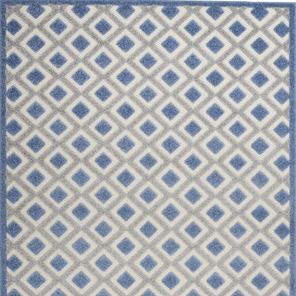 4' Blue And Gray Round Indoor Outdoor Area Rug