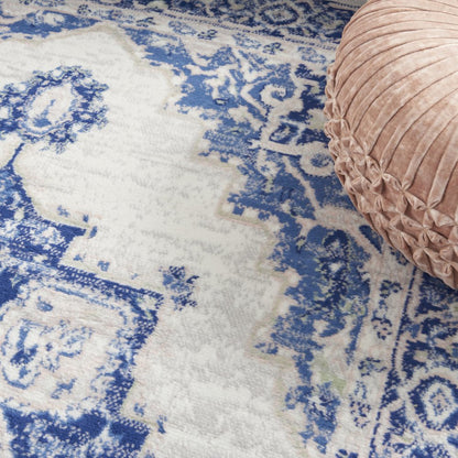 4' X 6' Blue And Gray Indoor Outdoor Area Rug