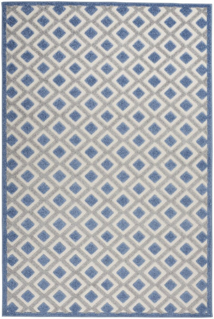 4' X 6' Blue And Gray Indoor Outdoor Area Rug