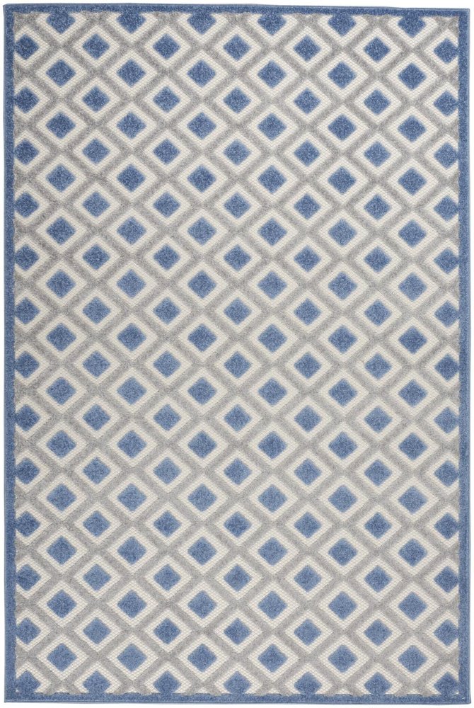 4' Blue And Gray Round Indoor Outdoor Area Rug