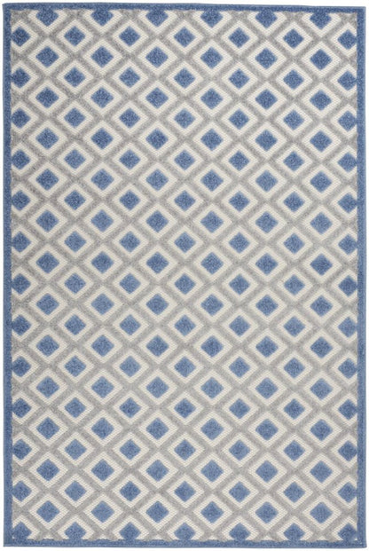 4' Blue And Gray Round Indoor Outdoor Area Rug