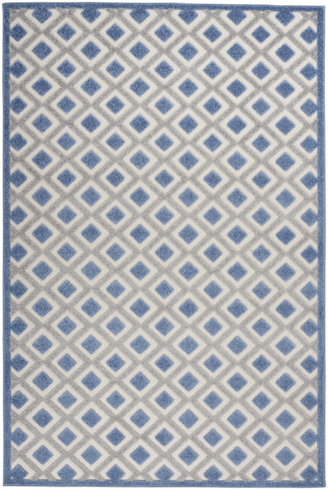 4' X 6' Blue And Gray Indoor Outdoor Area Rug