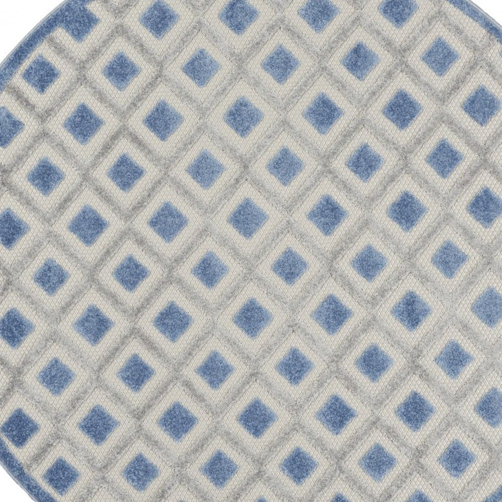 4' X 6' Blue And Gray Indoor Outdoor Area Rug