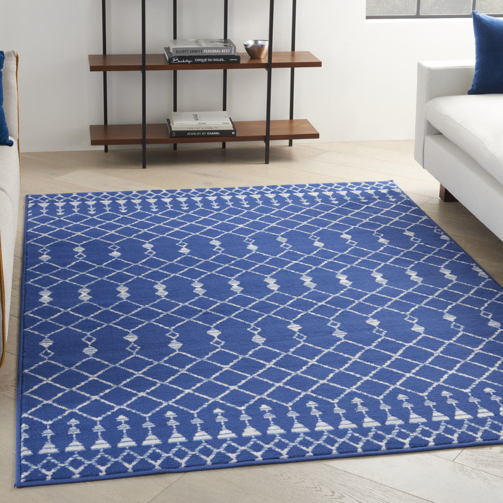 4' X 6' Blue And Gray Indoor Outdoor Area Rug