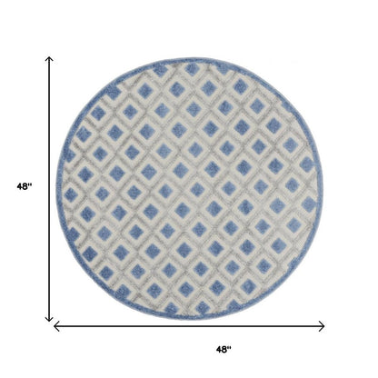 4' X 6' Blue And Gray Indoor Outdoor Area Rug