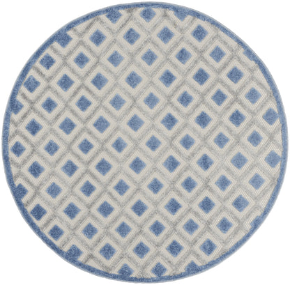4' X 6' Blue And Gray Indoor Outdoor Area Rug