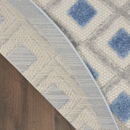 4' X 6' Blue And Gray Indoor Outdoor Area Rug