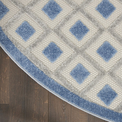 4' X 6' Blue And Gray Indoor Outdoor Area Rug