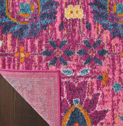 8' X 10' Fuchsia And Orange Floral Distressed Area Rug