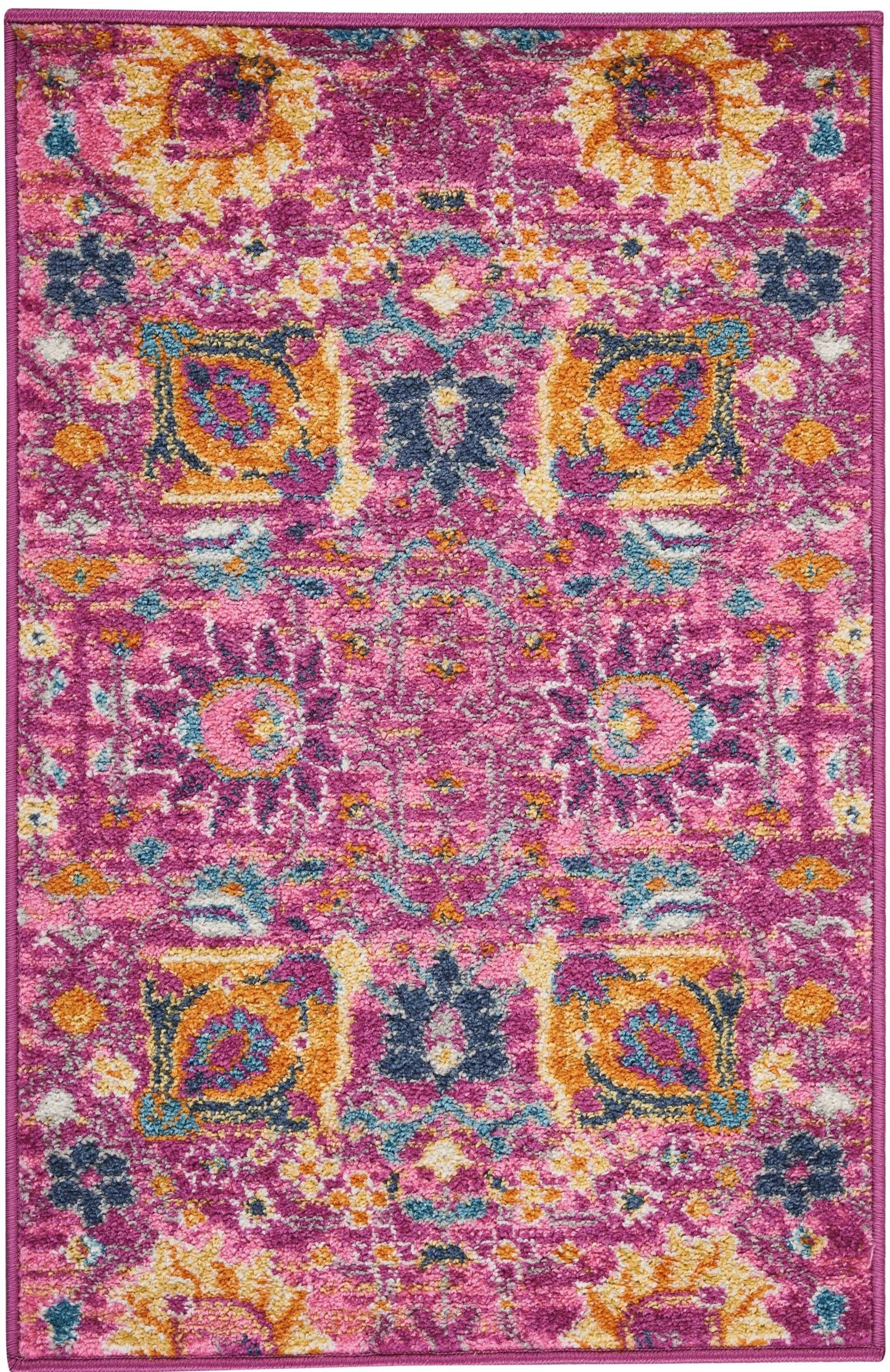 4' X 6' Fuchsia Floral Power Loom Area Rug