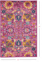 5' X 7' Fuchsia And Orange Floral Distressed Area Rug