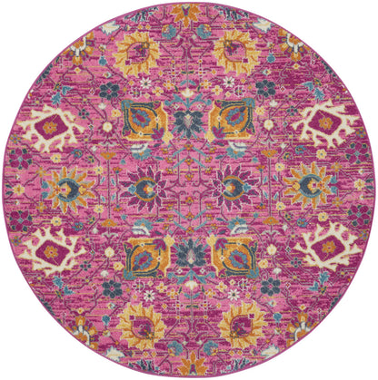 4' X 6' Fuchsia Floral Power Loom Area Rug