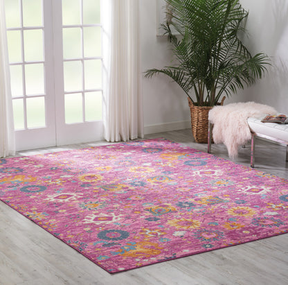 4' X 6' Fuchsia Floral Power Loom Area Rug