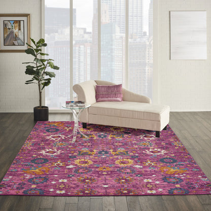 4' X 6' Fuchsia Floral Power Loom Area Rug