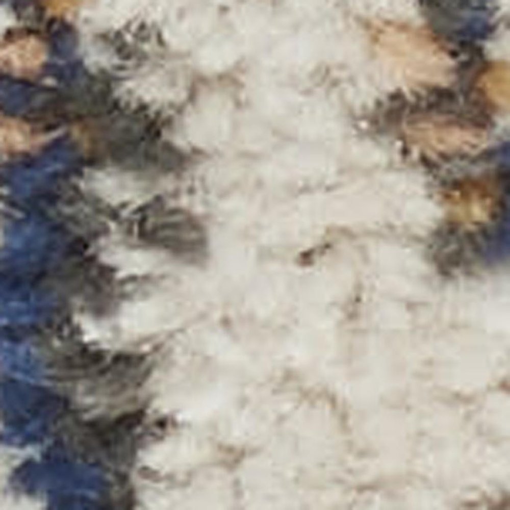8' Ivory And Blue Floral Runner Rug