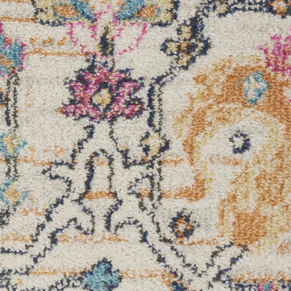 7' X 10' Ivory And Blue Floral Area Rug
