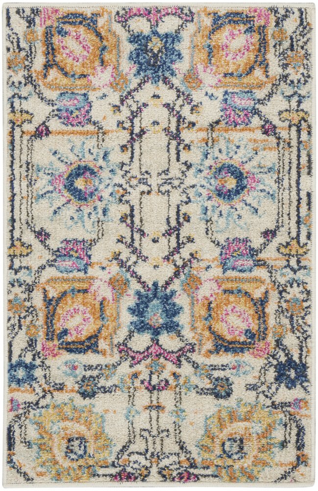 5' X 7' Ivory And Blue Floral Area Rug