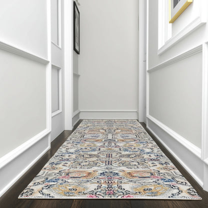 2' X 3' Ivory And Blue Floral Area Rug