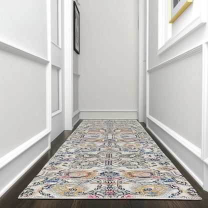 8' X 10' Ivory And Blue Floral Area Rug