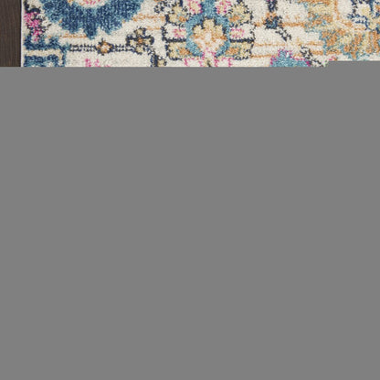 4' X 6' Ivory And Blue Floral Area Rug
