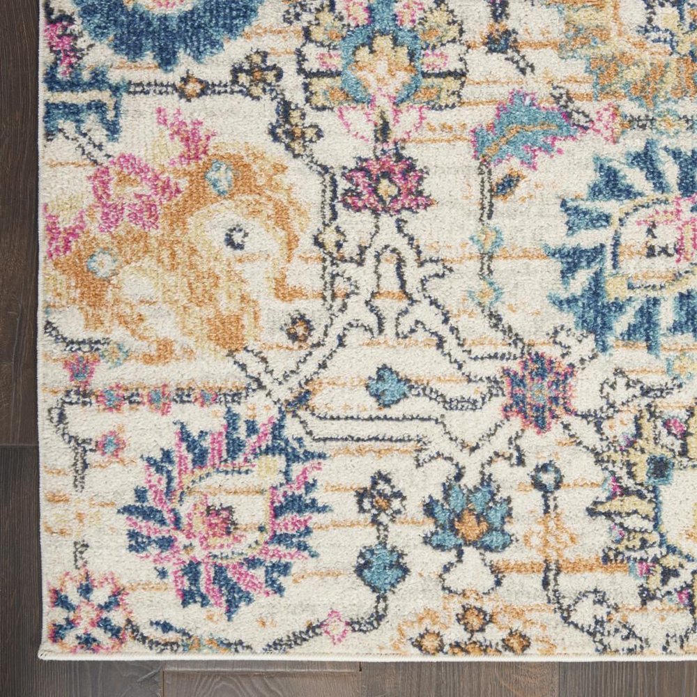 4' X 6' Ivory And Blue Floral Area Rug
