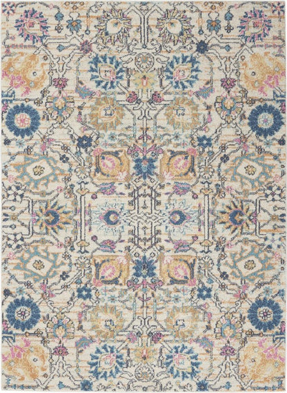 4' X 6' Ivory And Blue Floral Area Rug