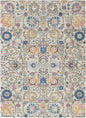 4' X 6' Ivory And Blue Floral Area Rug
