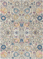 4' X 6' Ivory And Blue Floral Area Rug